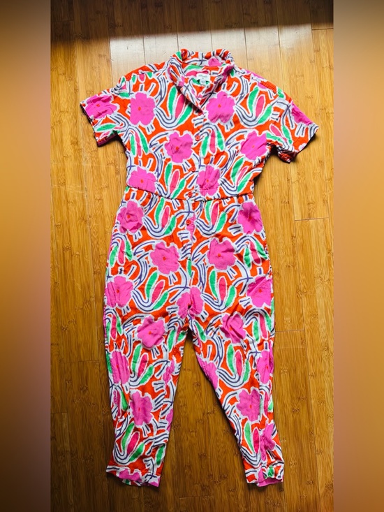 Diane Von Furstenberg Other - Diane Von Fustenberg Vibrant Floral Jumpsuit — Pink, Orange & Green
